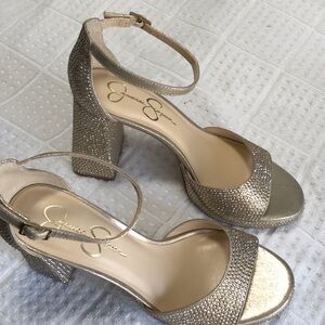 Jessica Simpson Glittering Gold Heels